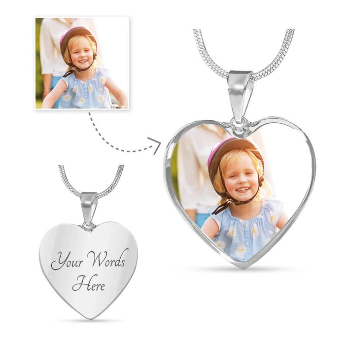 Personalized Engraved Heart Photo Pendant Necklace