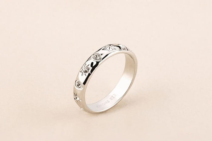 Solar Band Ring — a sun-ray band ring